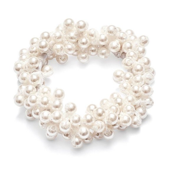 3pc Regal White Pearl Elastic Hair Bands Set - Picture 3 of 3